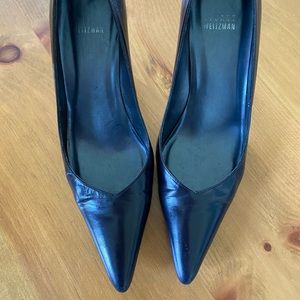 Black Stuart Weitzman leather pointy toe heels